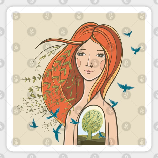 Tranquil Girl About Soul Harmony Inside Unity With nature Magnet by Mako Design 